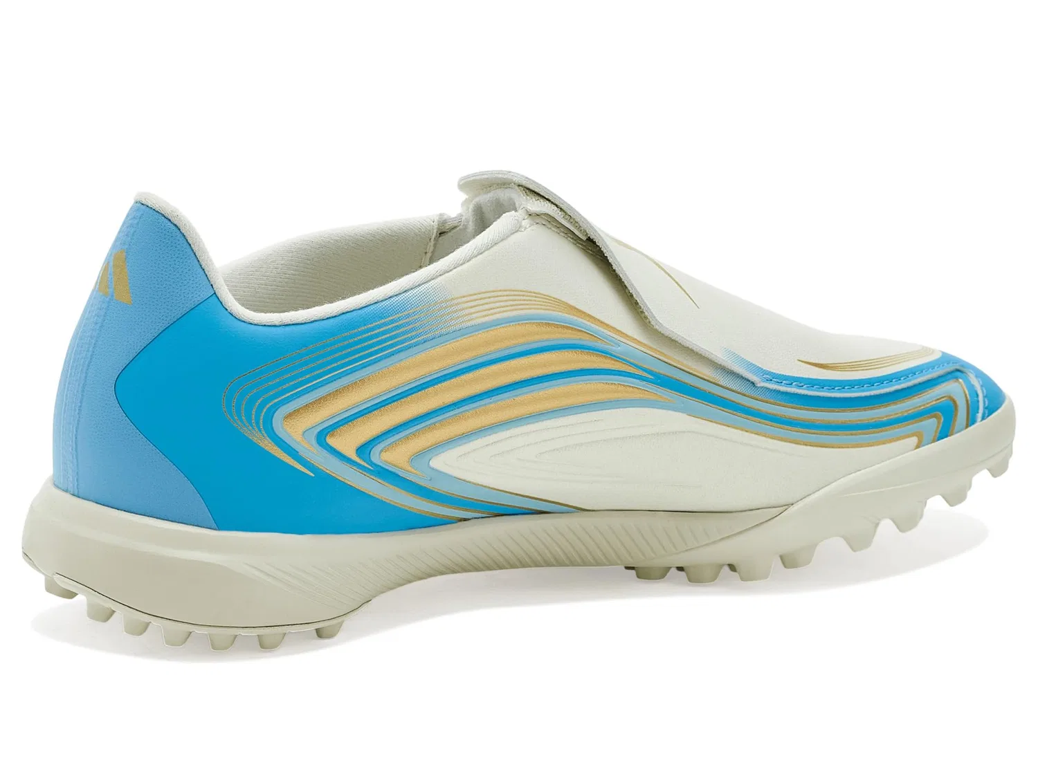 Бутсы F50 Messi League Laceless Turf Football (для маленьких и больших детей) Adidas Kids, Ivory/Semi Blue Burst/Icey Blue — фото 4