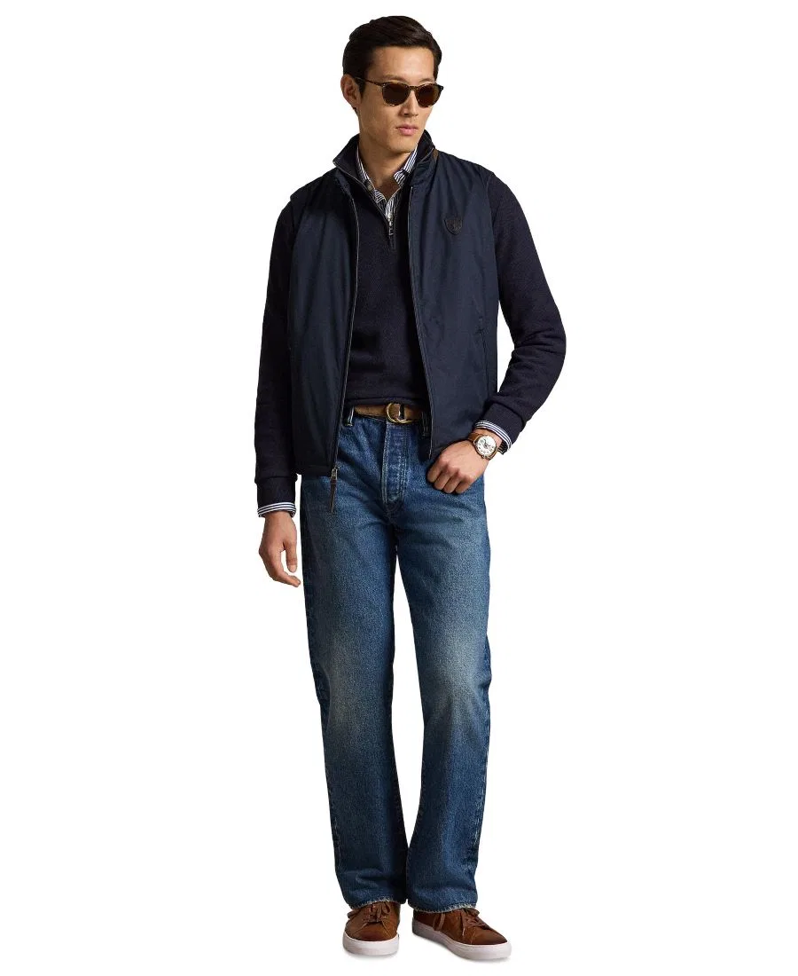 Мужской свитер с воротником-стойкой и молнией, из хлопка Polo Ralph Lauren, Navy Heather — фото 2