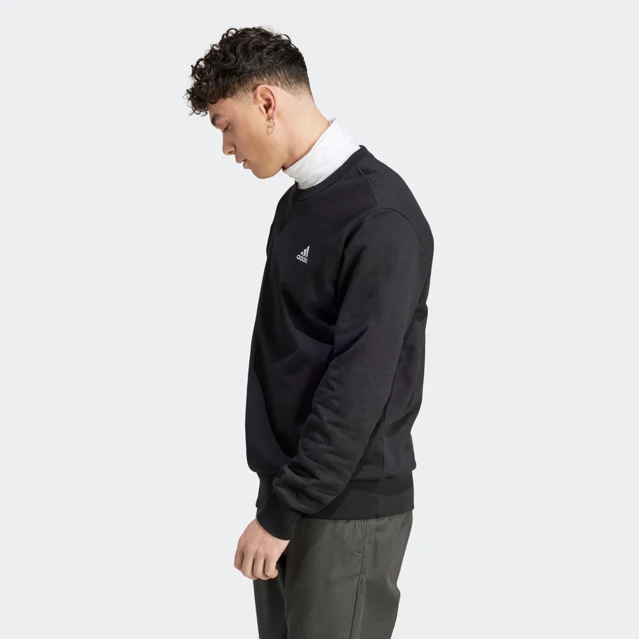 Свитшот мужской с круглым вырезом Small Logo French Terry adidas, Черный — фото 3
