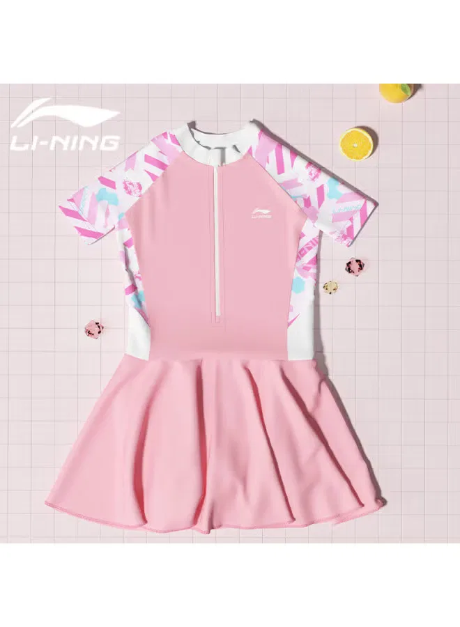Купальник детский слитный с шортами 733 Li-Ning, розовый