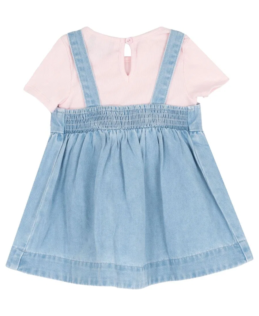 Комплект из боди и джинсового сарафана с бантом Denim Bow, без рукавов Rare Editions, Denim — фото 4