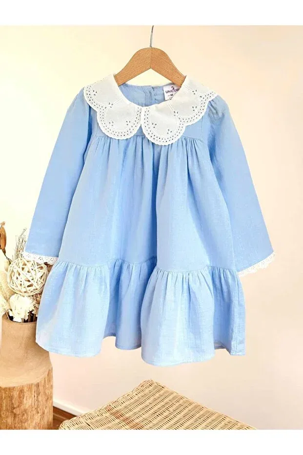 Детское платье для девочек с длинным рукавом Umay Kids, Blue — фото 2