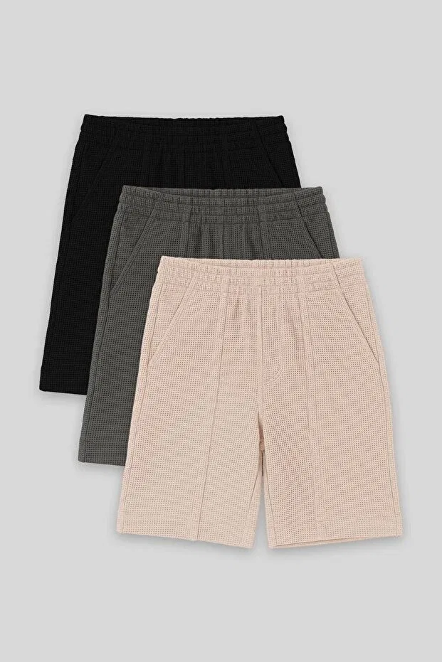 Детские шорты для мальчиков хлопковые комплект из 3 штук Tommy Life, Black-Khaki-Beige