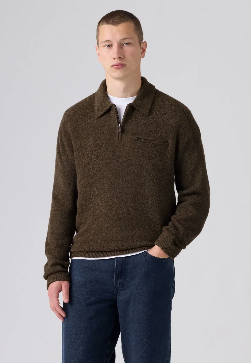Свитер Boulder с воротником и застежкой-молнией до середины груди Levi'S, Hot Fudge Heather — фото 2
