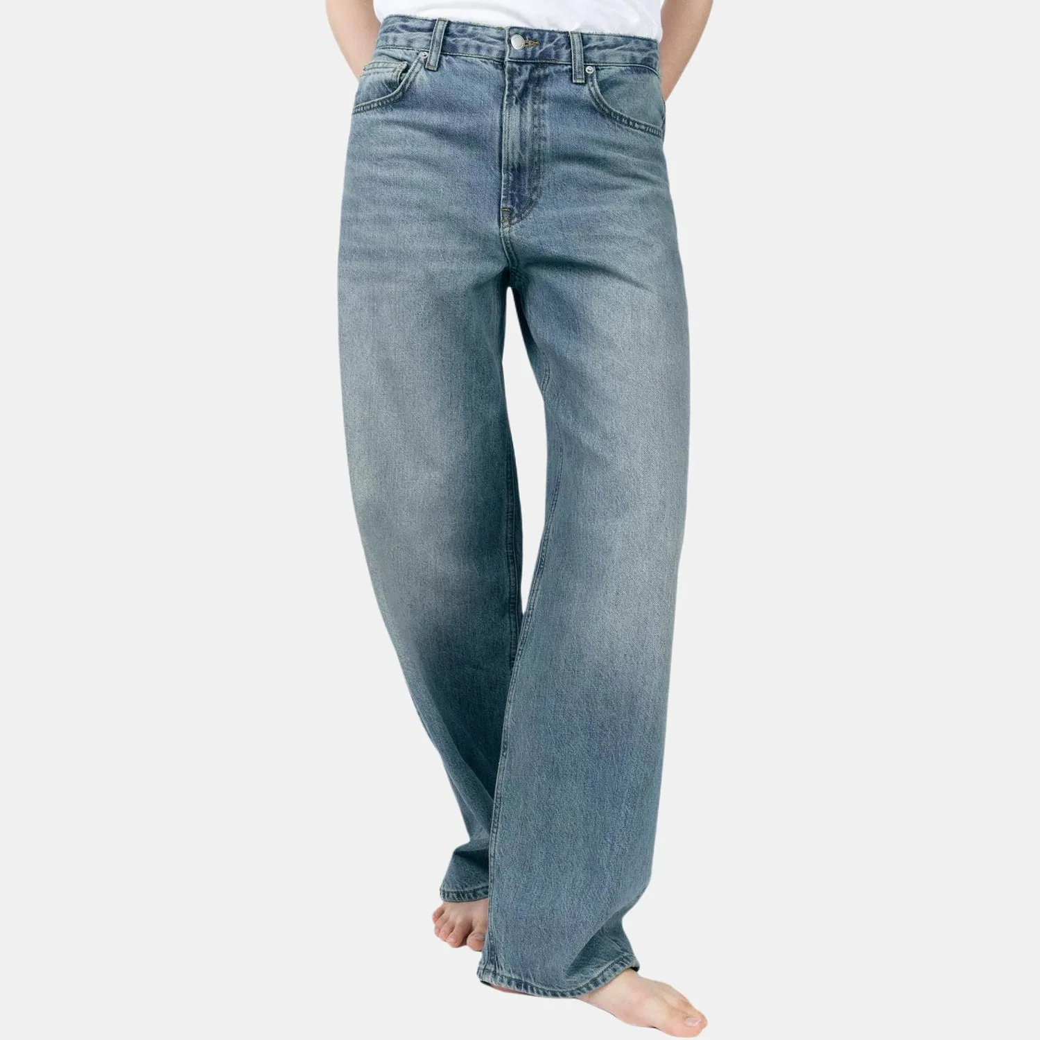 Женские джинсы свободного кроя с широкими штанинами Light Blue, ZARA — фото 4