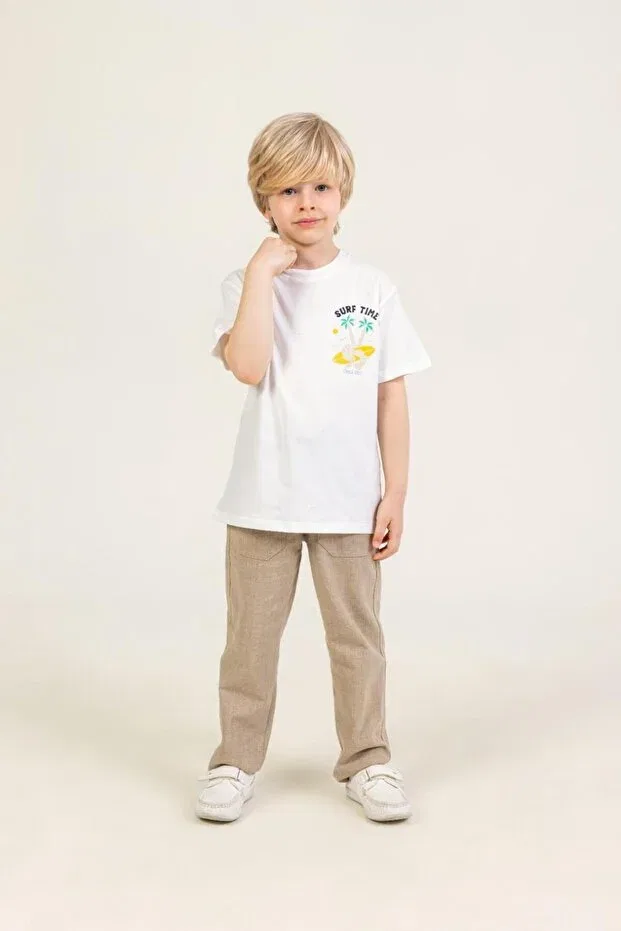 Детские брюки для девочек льняные Dmb Kids, Beige — фото 2