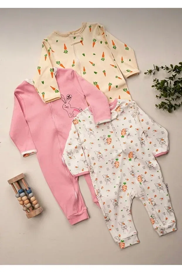 Детский комбинезон-джемпер хлопковый комплект из 3 предметов Basics Simurg Baby, Multicolor
