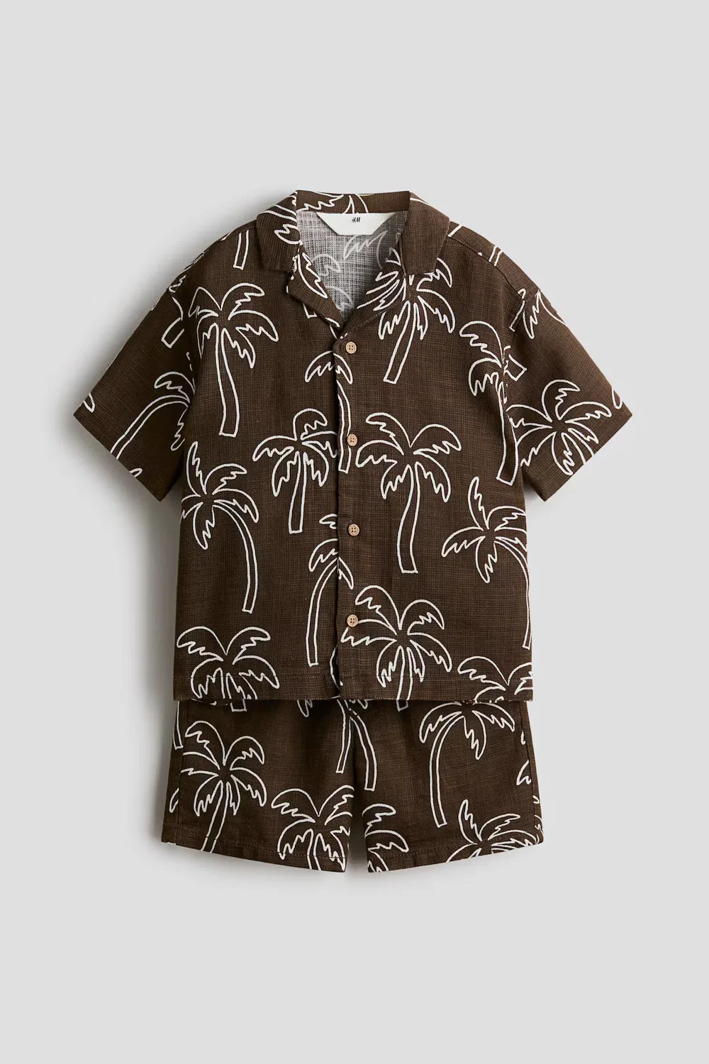 Хлопковый комплект из 2 предметов с принтом H&M, Dunkelbraun/Palmen — фото 4