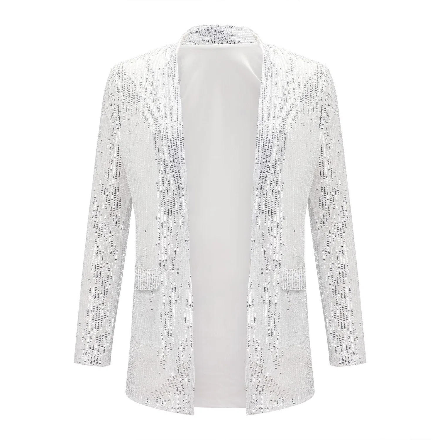 Женский блестящий жакет с пайетками Blazer co, Argento — фото 4