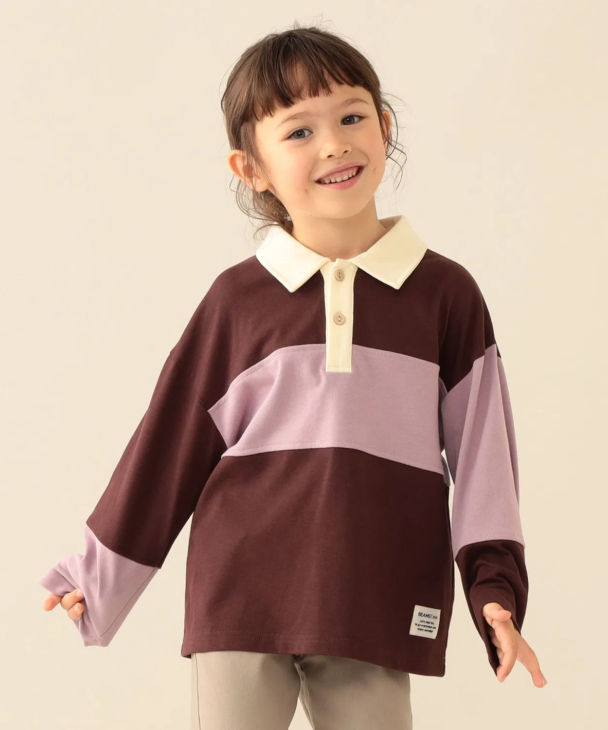 Детская лонгслив-рубашка с длинным рукавом модель 2026FW BEAMS mini, Brown