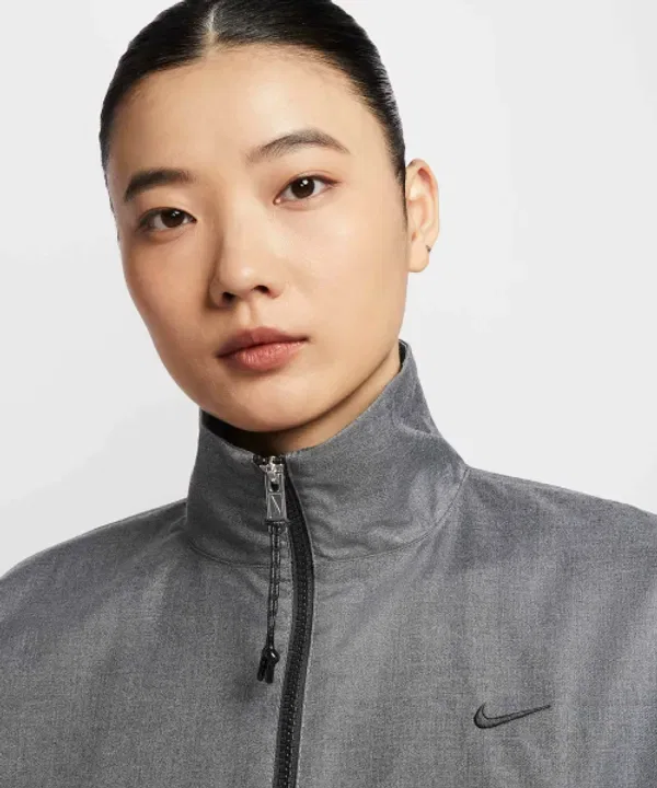 Куртка спортивная оверсайз, утепленная, Nike, черный хэдер — фото 3