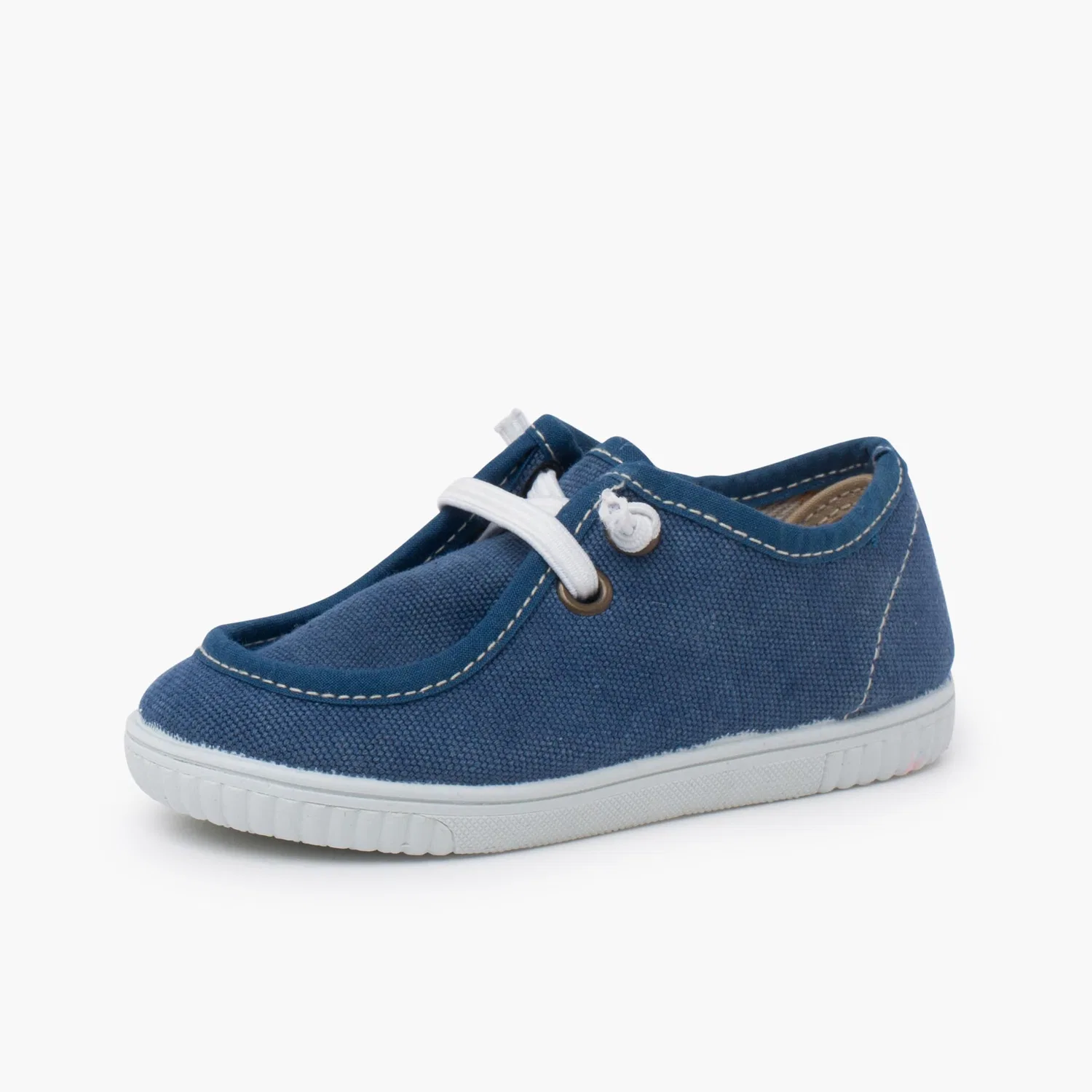 Детские туфли-лодочки на тонкой подошве с эластичными шнурками Pisamonas Wallaby Boat Shoes, Blue Metallized — фото 3