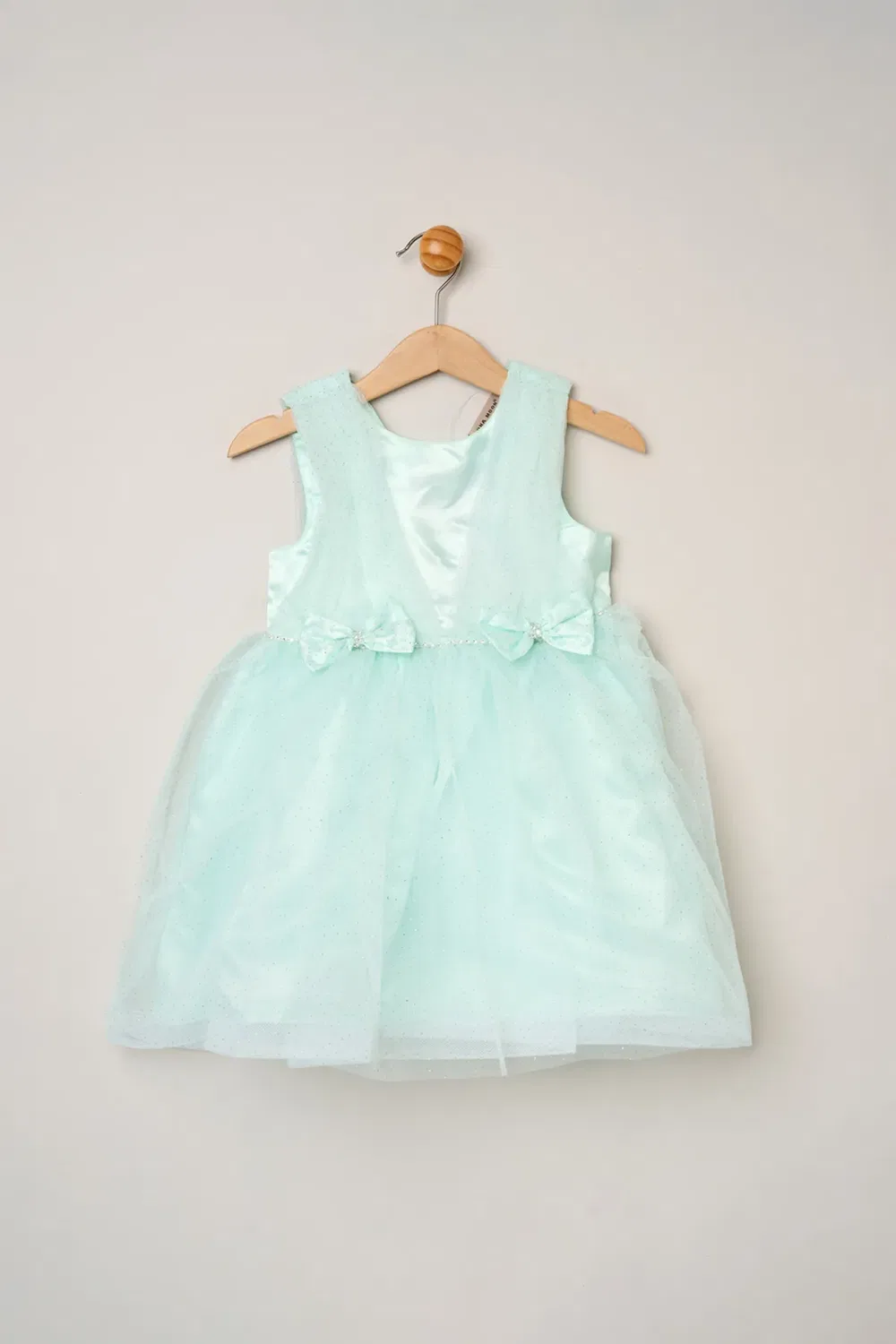 Детское платье из тюля с блестками и бантами Miss, Green