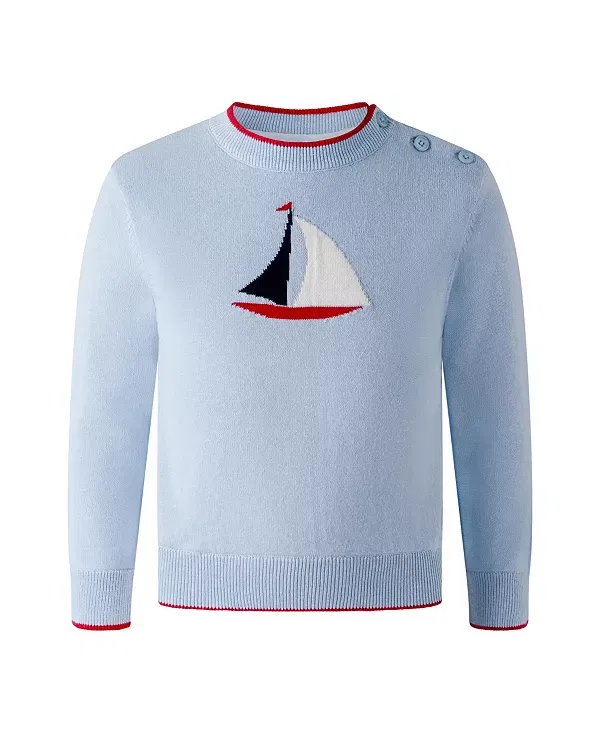Детский свитер для мальчиков с интарсией Sailboat Rachel Riley, синий