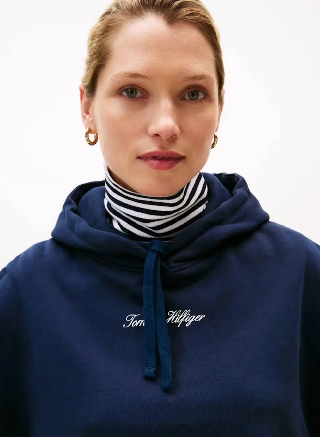 Худи свободное с текстурным логотипом Tommy Hilfiger, темно-синий — фото 4
