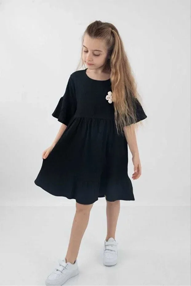 Детское платье для девочек с коротким рукавом Buufuu, Black