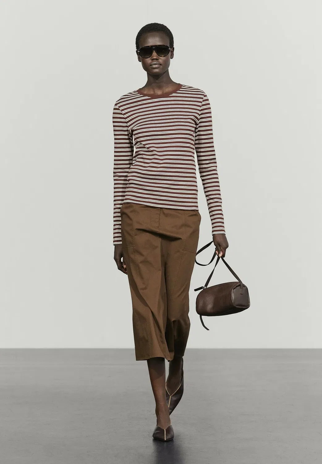 Топ с длинными рукавами Massimo Dutti, Brown — фото 4