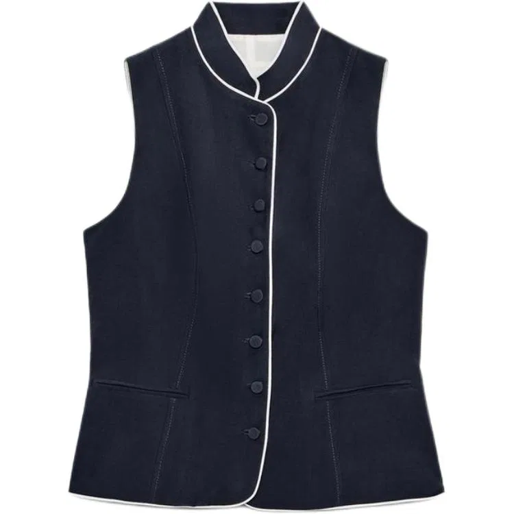 Женский топ без рукавов со стойкой, Sea Blue, ZARA