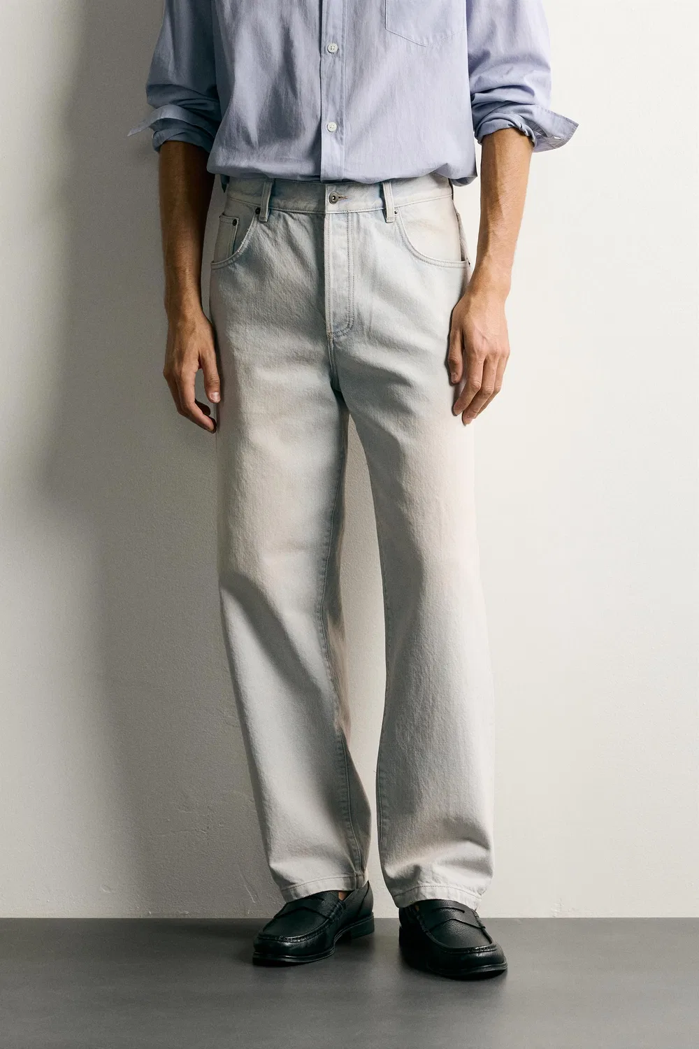Укороченные джинсы свободного кроя ZARA, Light blue — фото 2