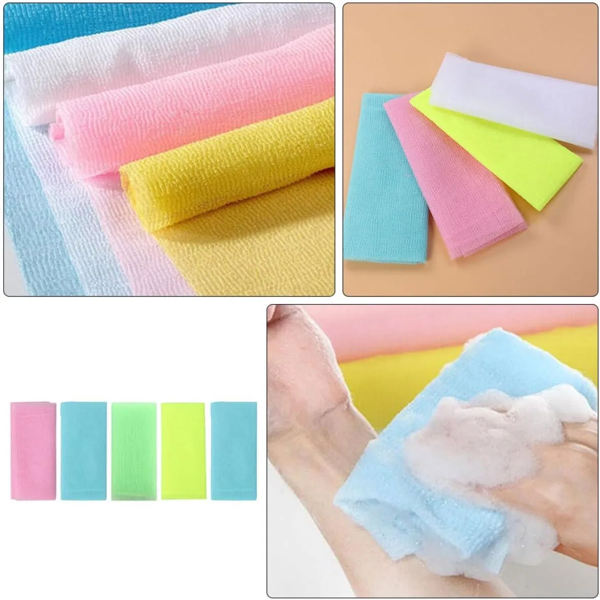 Скрабирующие полотенца для тела, CHILDWEET, набор 5 шт, 90x30 см, Nylon — фото 3