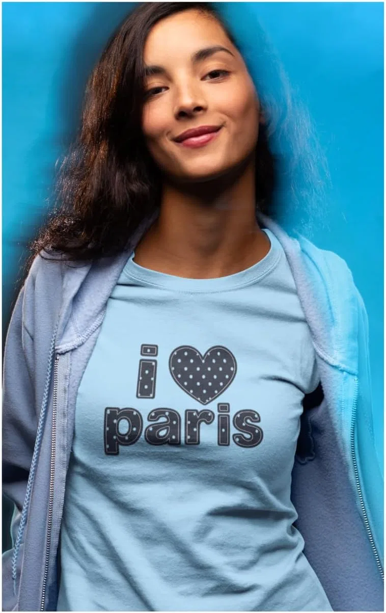 Футболка с принтом I Love Paris Bella Canvas 3001, Natural — фото 3