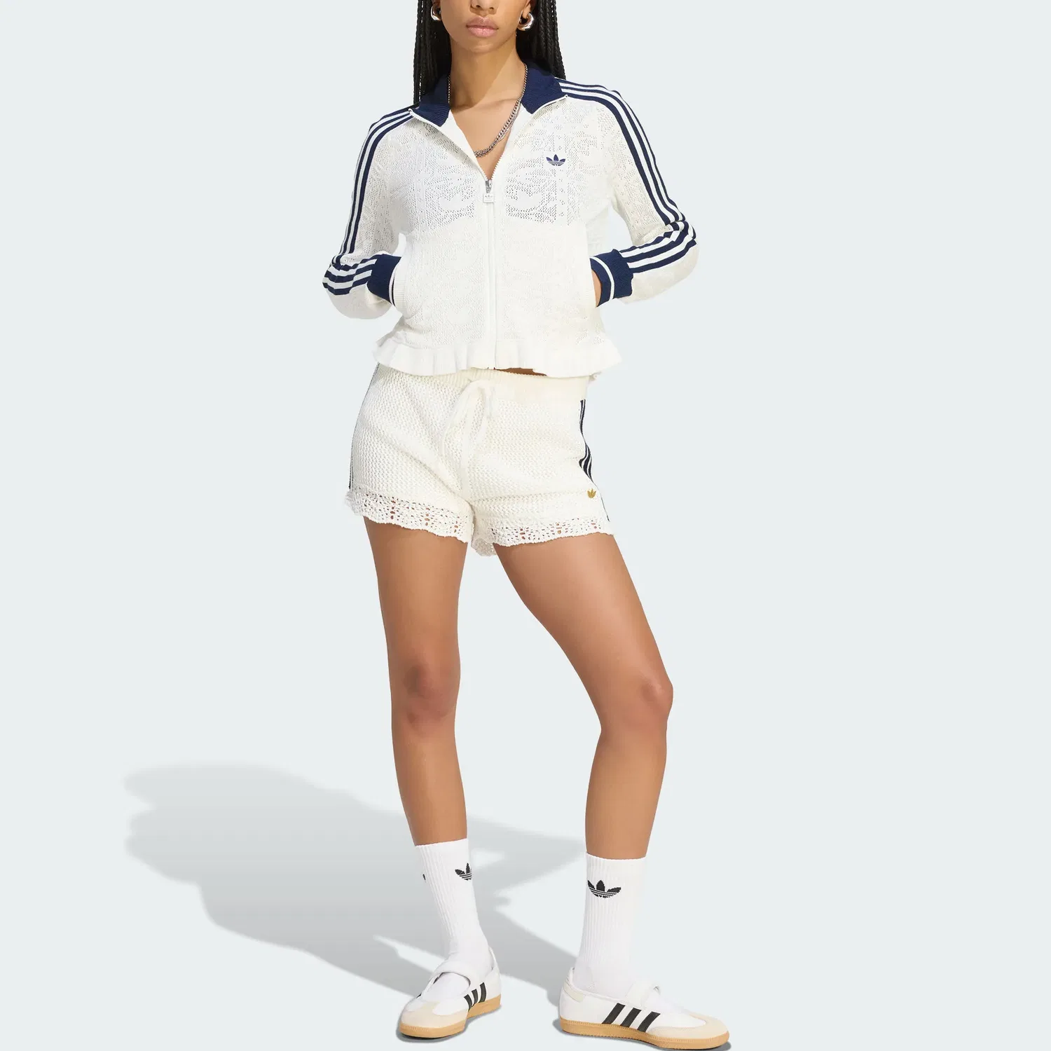 Женская куртка с воротником-стойкой Jade White/Dark Indigo Adidas Originals, Jade White/Dark Indigo — фото 3