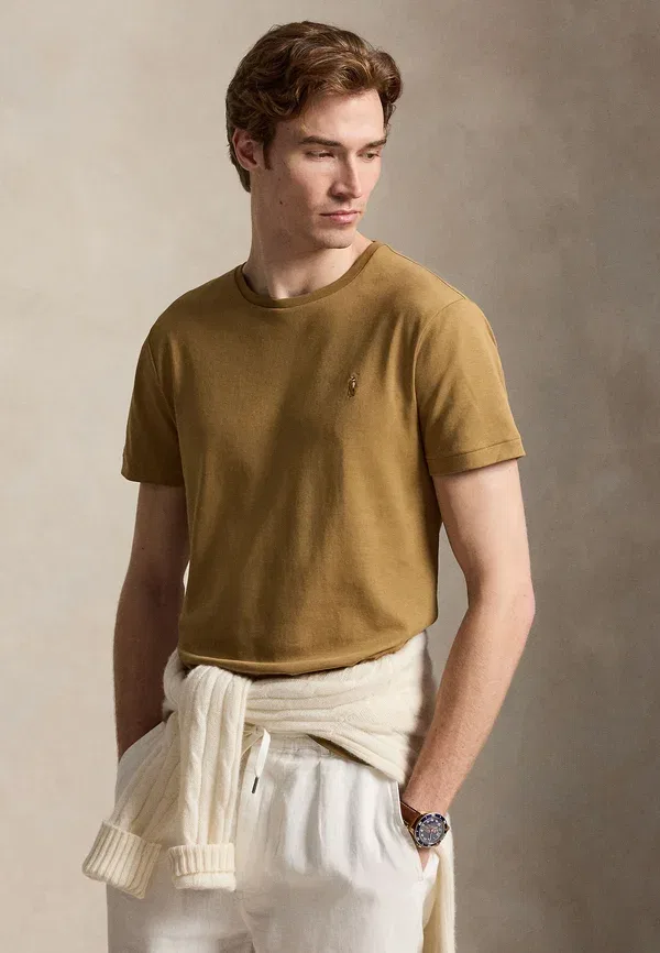 Футболка хлопковая Custom slim fit soft cotton t-shirt Polo Ralph Lauren, Cafe Brown, коричневый