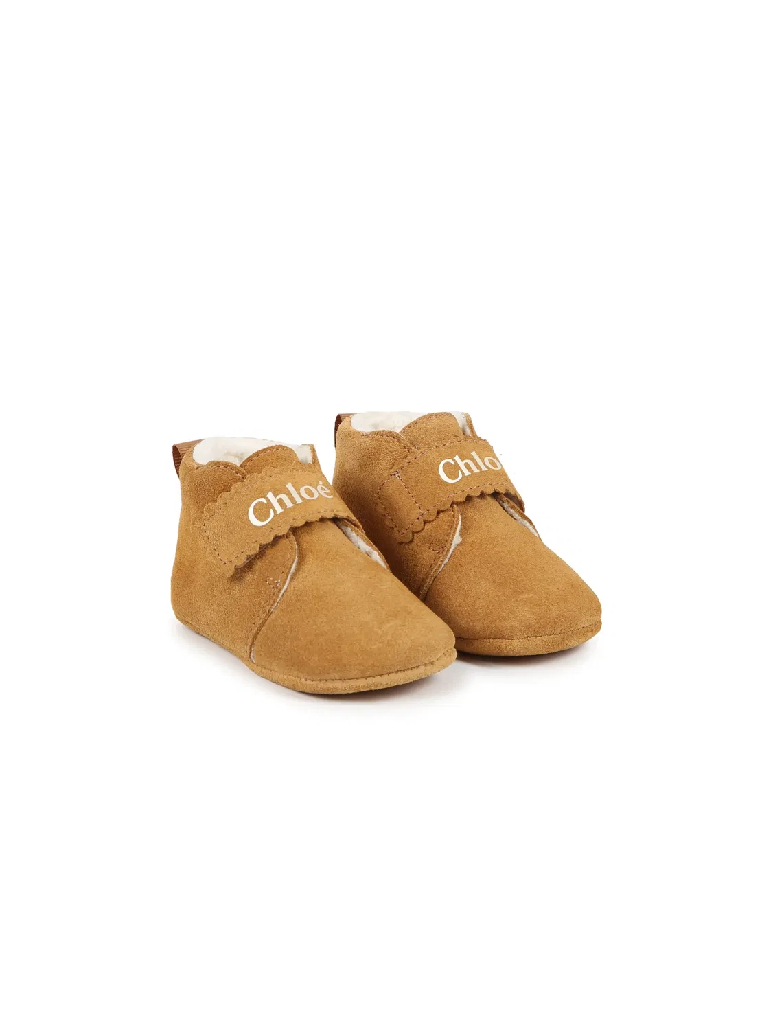 Сланцы с логотипом из кожи Chloé, коричневый