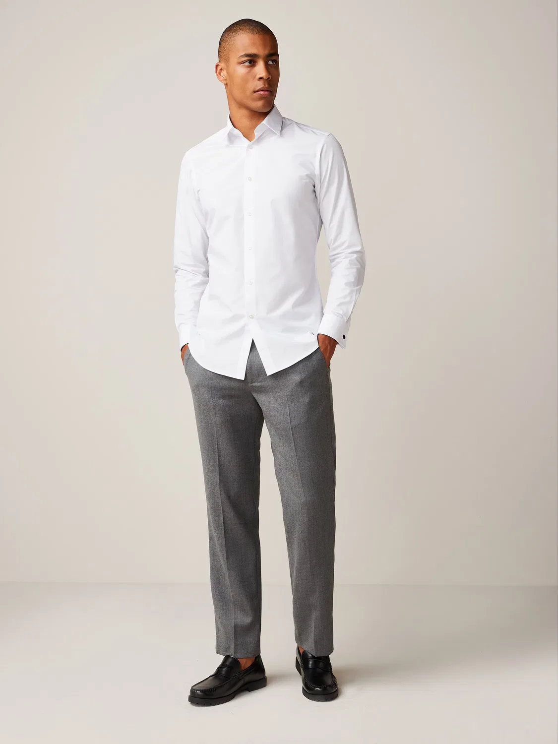Рубашка с двойным манжетом, Slim Fit, White Next, белая — фото 2
