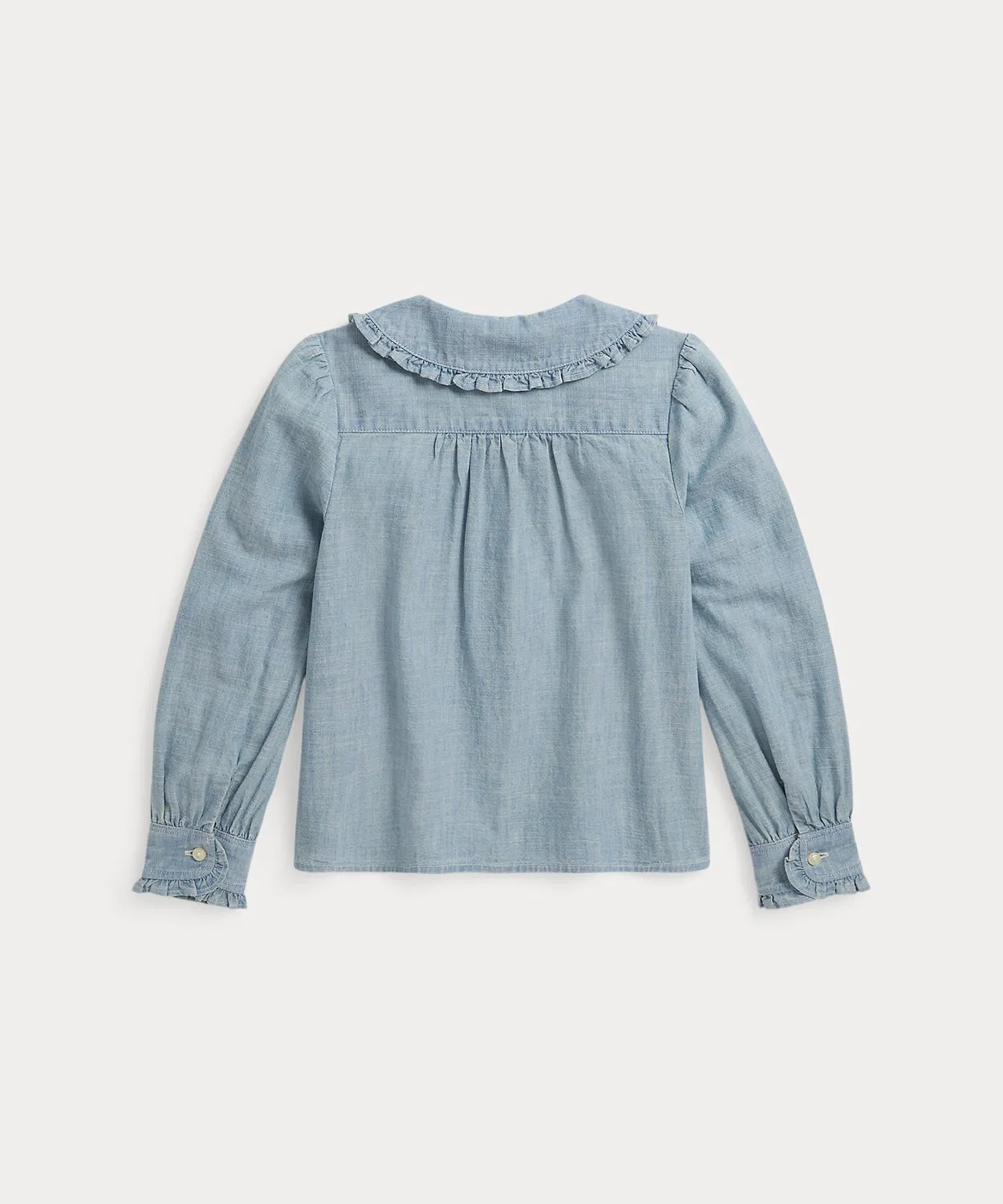 Детская хлопковая блузка с воланами и вышивкой POLO RALPH LAUREN CHILDRENSWEAR, Blue — фото 2