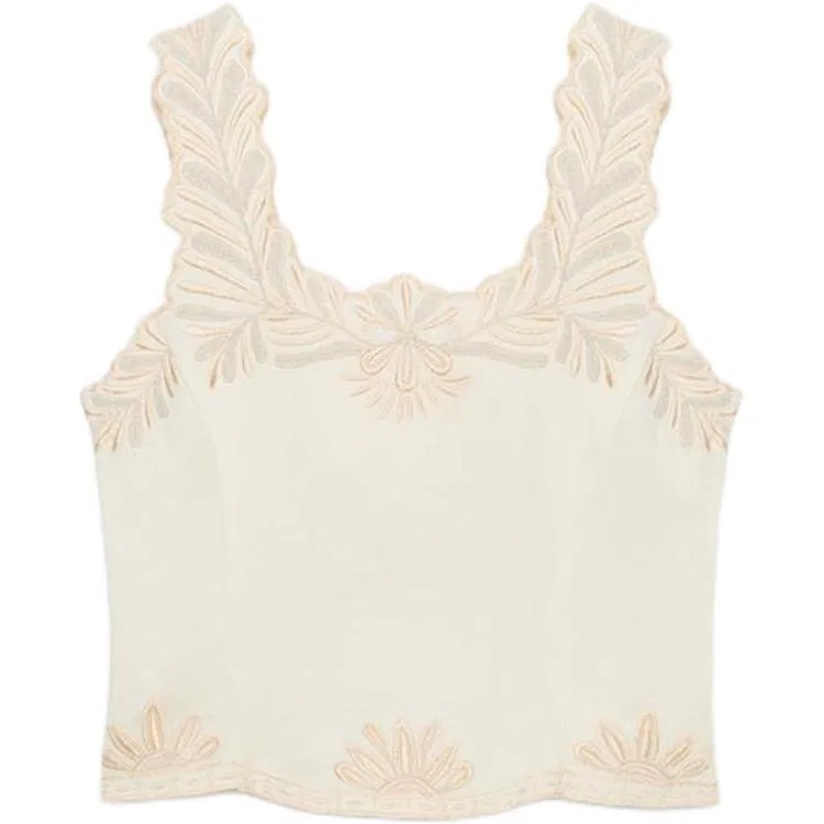 Женский топ без рукавов с V-образным вырезом ZARA, Nude/Beige — фото 3