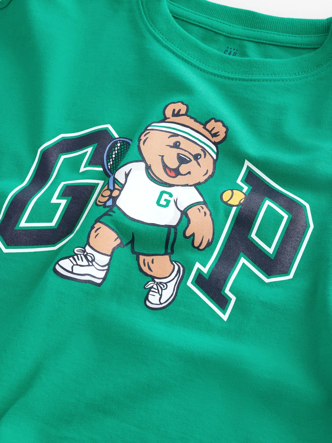 Футболка с графическим принтом Gap Green Brannan Bear Varsity, зеленый — фото 4