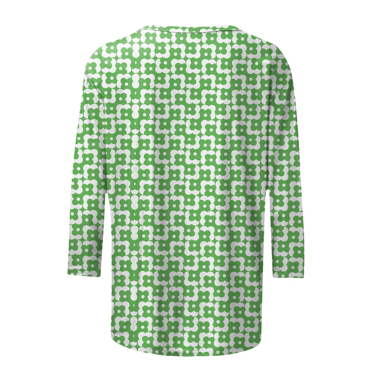 Женская футболка с цветочным принтом Plus Size T-Shirts, Green #1 — фото 4