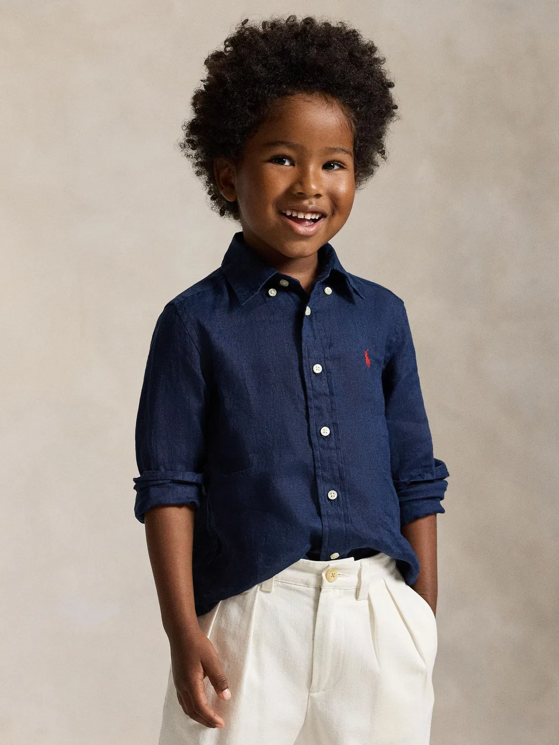 Рубашка из льна, модель Logo Polo Ralph Lauren, синий