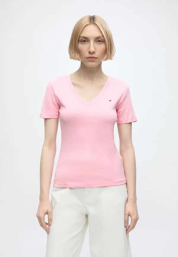 Футболка с V-образным вырезом Slim cody Tommy Hilfiger, Classic Pink, розовый