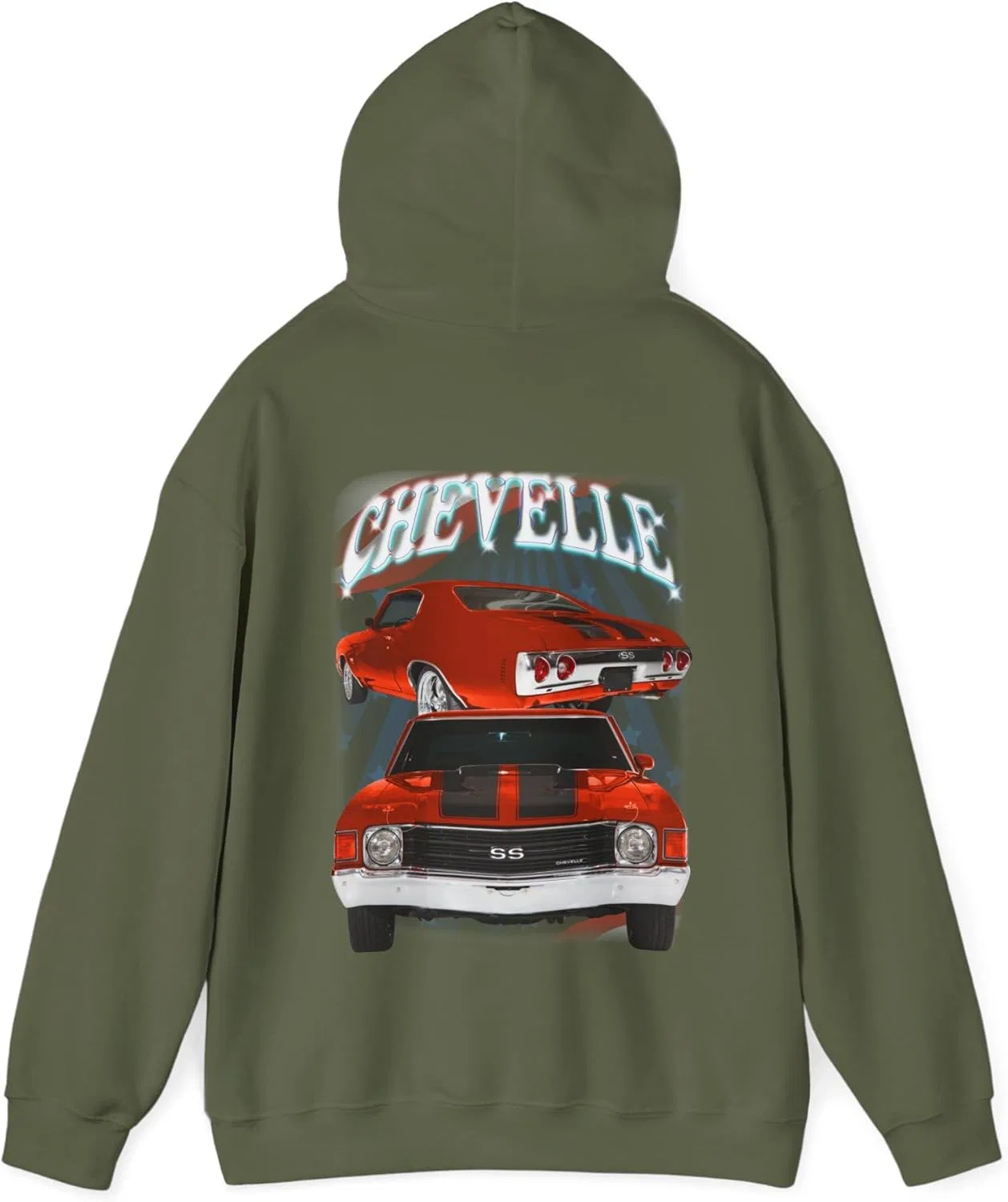 Толстовка Orange 1972 Chevelle в подарок автолюбителю, классика, хот-род GENERIC, темно-зеленый — фото 3
