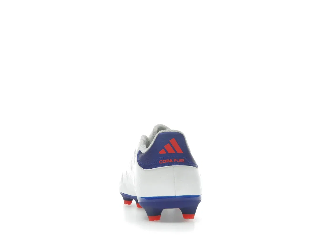 Детские бутсы футбольные с фиксированной подошвой Adidas Copa Pure 2 League FG, Cloud White Lucid Blue Solar Red — фото 4