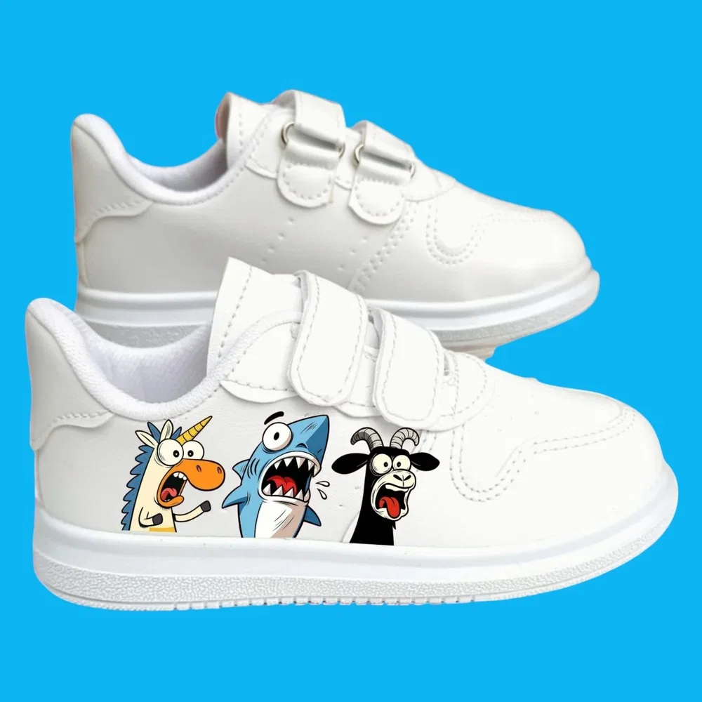 Детские спортивные кроссовки с принтом Crazy Animals, White Lias Design