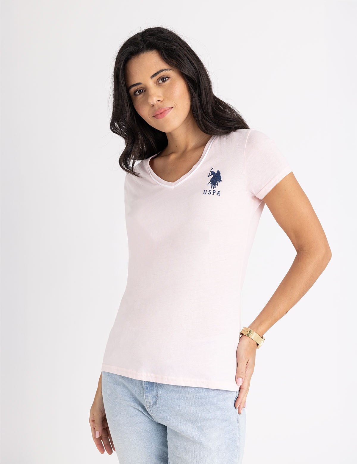 

Футболка U.S. Polo Assn Triple Crown V-neck, светло-розовый
