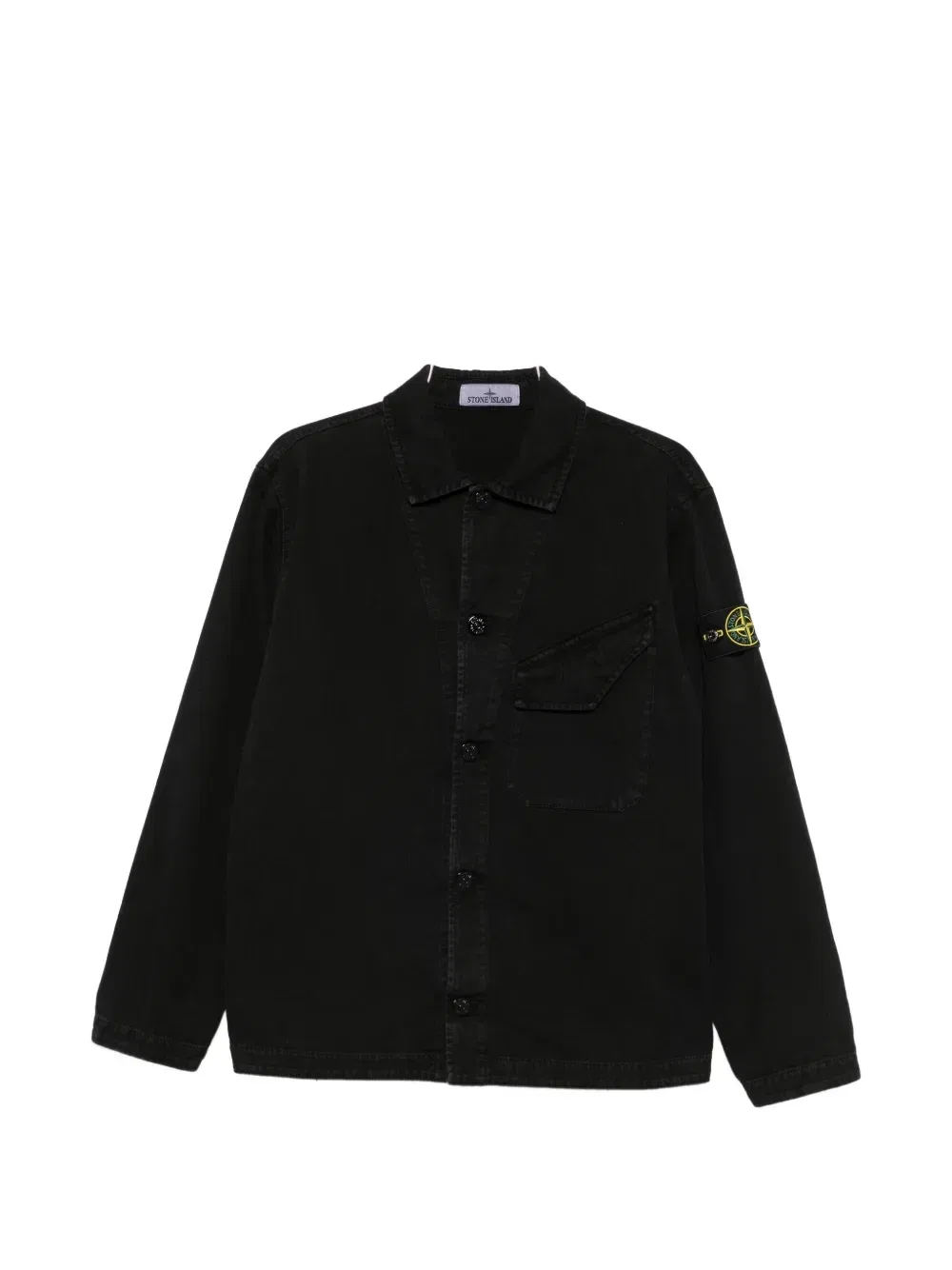 Рубашка-куртка с нагрудным карманом и нашивкой-логотипом Stone Island, черный