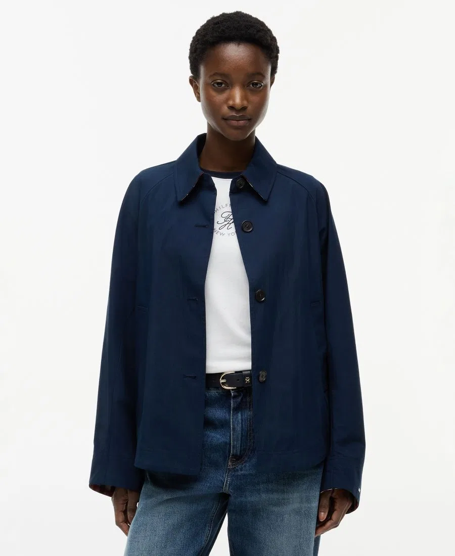 Женская куртка из хлопка с воротником-рубашкой и длинным рукавом Tommy Hilfiger, Dark Night Navy