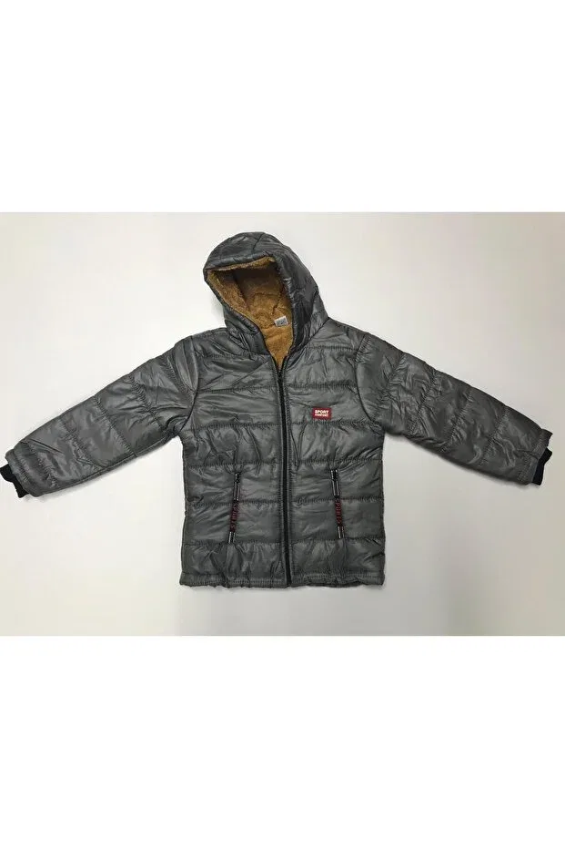 Детское зимнее пальто для мальчиков на молнии с капюшоном Baby Slon Kids Clup, Anthracite Gray