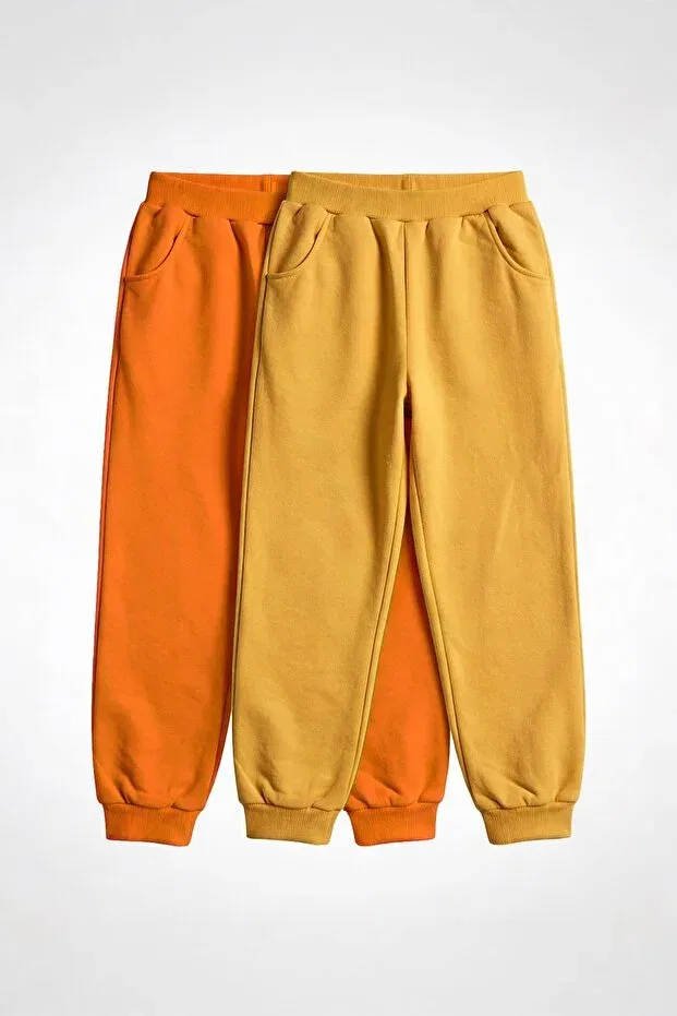 Детский комплект джоггеров для девочек хлопковый Basic Jogger Perendi, Mustard-Orange