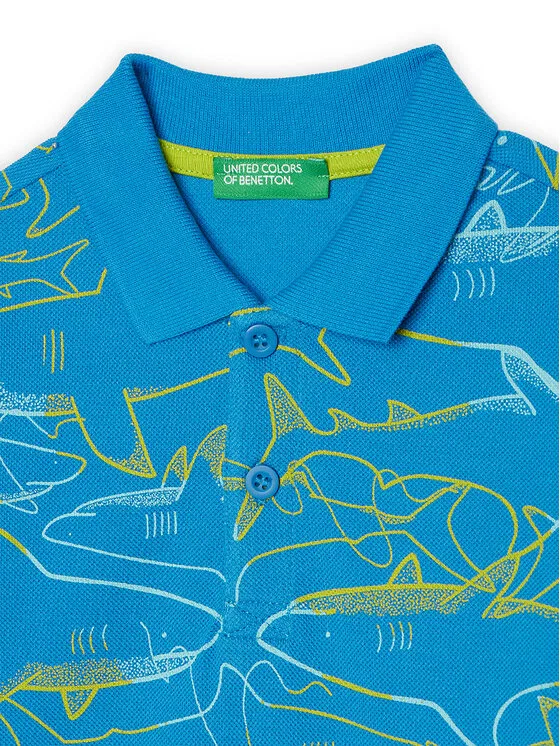 Поло regular fit United Colors Of Benetton, синий — фото 3
