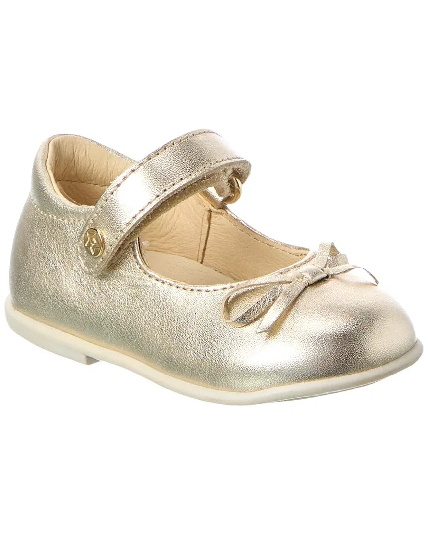 Детские балетки кожаные с бантом Naturino Leather Ballet Flat, серый