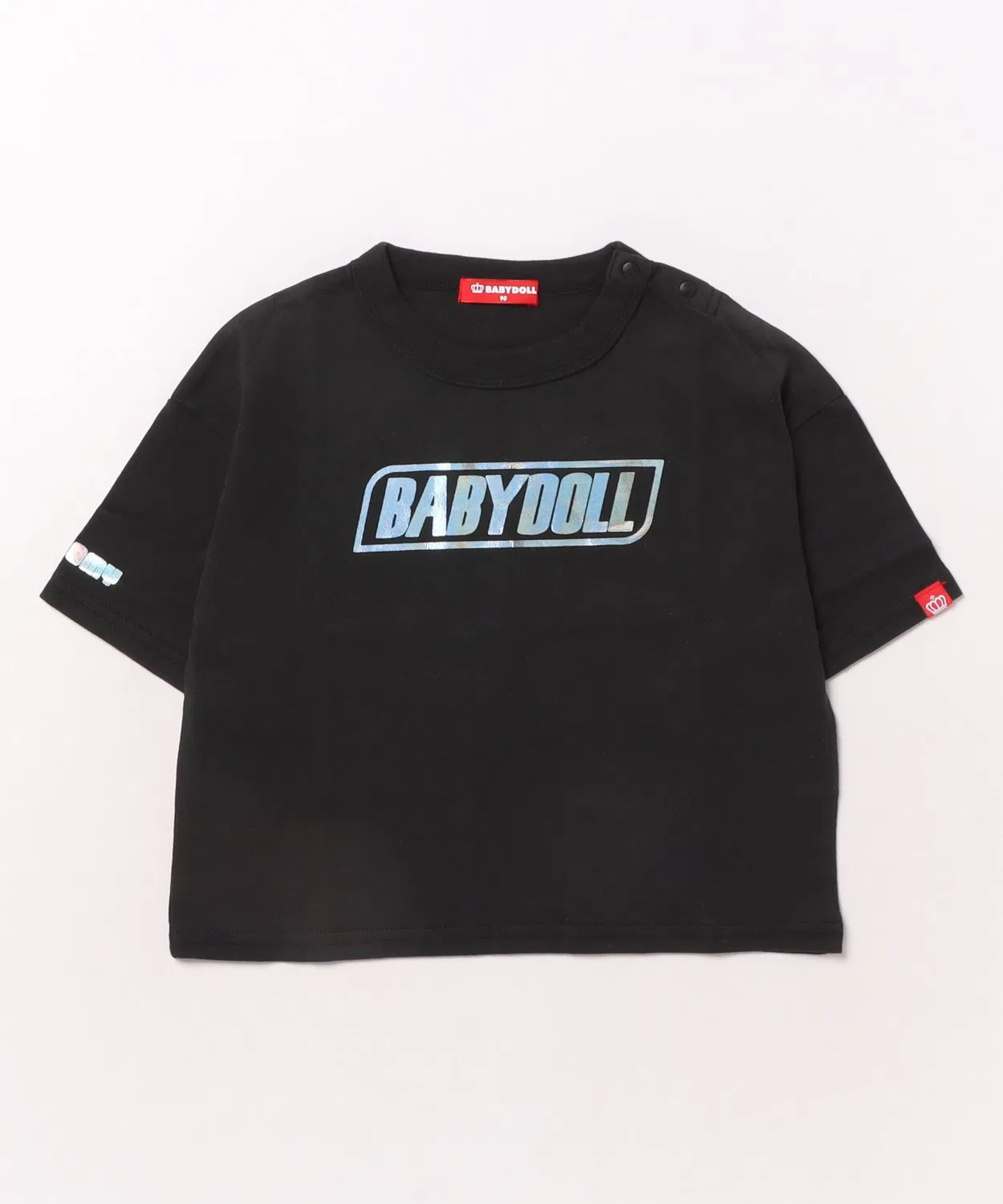 Детская футболка хлопковая с принтом Shiny Logo BABYDOLL, Black