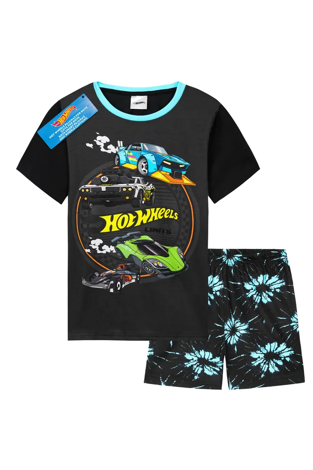 Детский комплект пижамы с коротким рукавом Hot Wheels, Black
