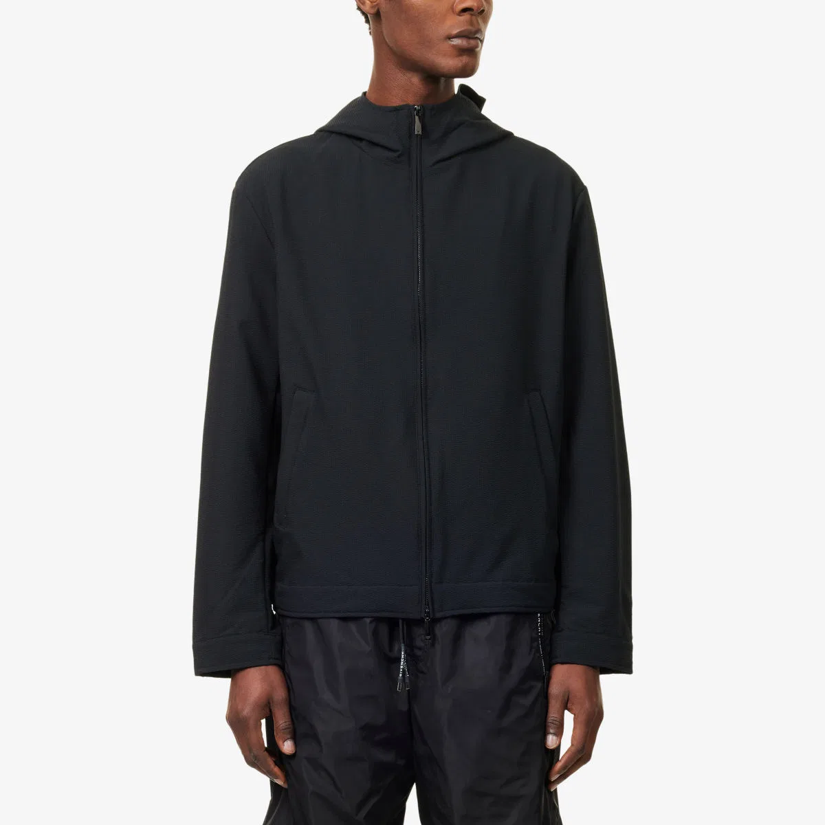 Тканая куртка с капюшоном из сирсакера Emporio Armani — фото 3