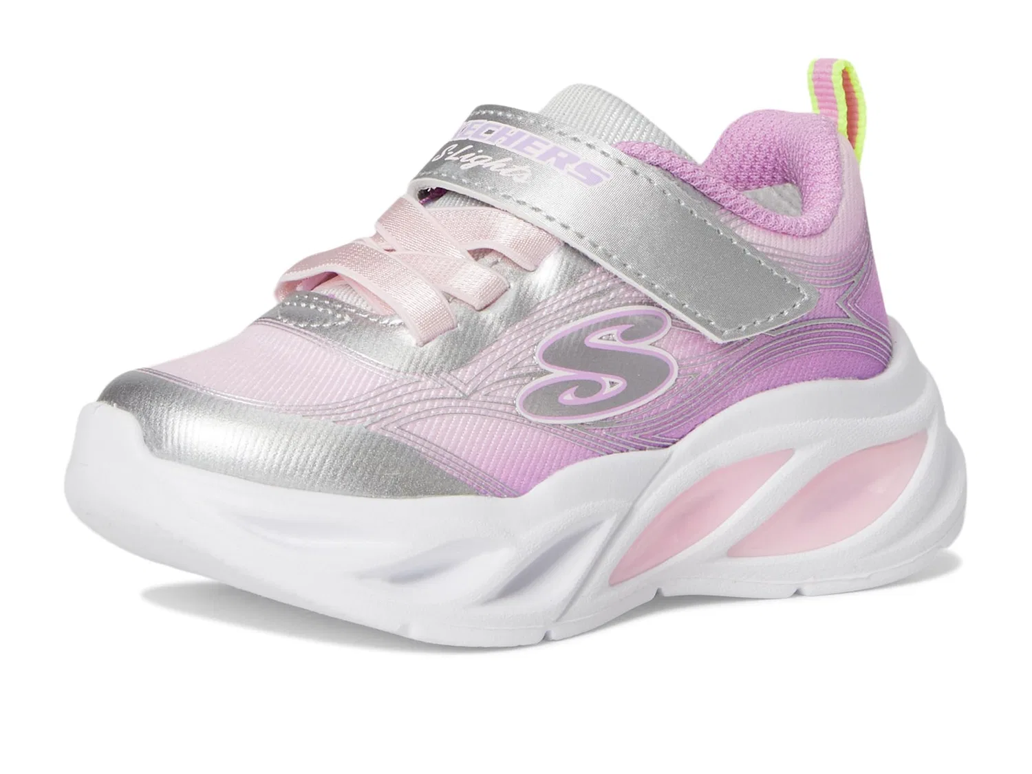 Детские кроссовки для девочек с подсветкой Skechers Cosmic Glow, Silver Multi — фото 2