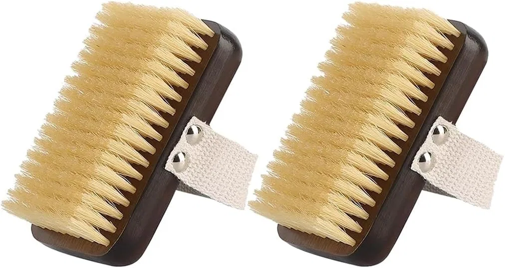 Массажная щетка для тела с натуральной щетиной, Bamboo, 2 предмета, Black Brown Generic